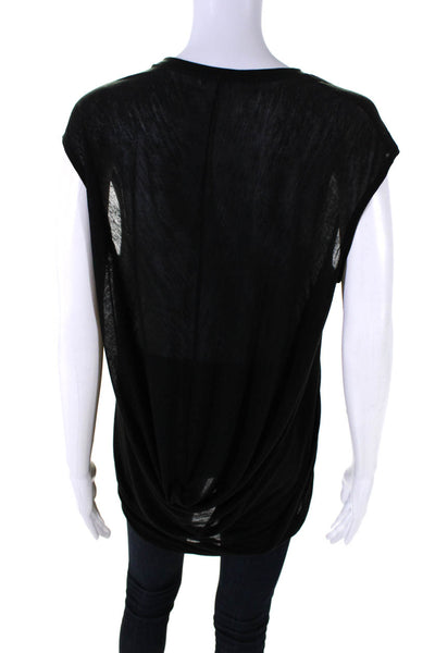 Helmut Lang Womens Sleeveless Scoop Neck Draped Lightweight Top Black Medium