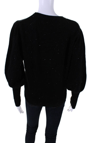 27 Miles Womens Black Sequins Crew Neck Long Sleeve Pullover Sweater Top Size M