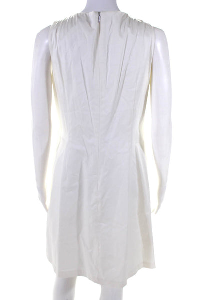 Calvin Klein Womens Back Zip Lace Up V Neck Pocket Shift Dress White Size 12