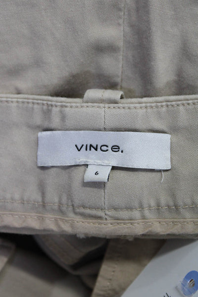 Vince Womens Zipper Fly Mid Rise Straight Cropped Pants Brown Cotton Size 6