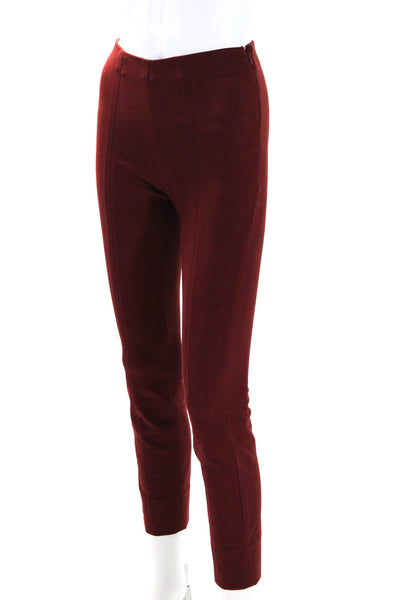 Vince Womens Side Zip High Rise Straight Leg Trouser Pants Red Cotton Size XS