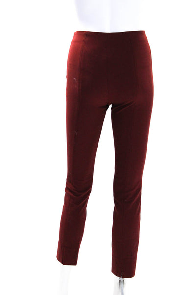 Vince Womens Side Zip High Rise Straight Leg Trouser Pants Red Cotton Size XS