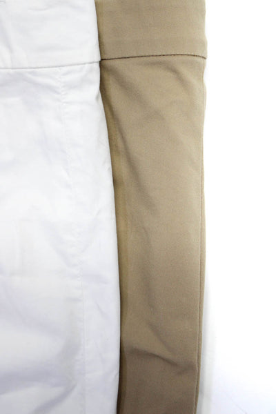 J. Peterman Theory Womens Straight Leg Pants Brown White Cotton Size 2 10 Lot 2