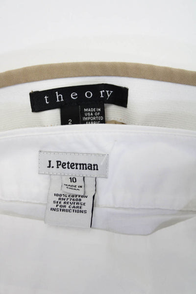 J. Peterman Theory Womens Straight Leg Pants Brown White Cotton Size 2 10 Lot 2