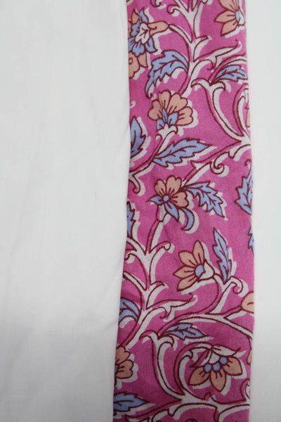 J Crew Theory Womens V Neck Floral Collared Shirts Pink White Size Medium Lot 2