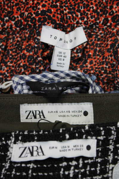 Zara Topshop Womens Pants Skirt Plaid Blouse Black Blue XS Small Medium 8 Lot 4