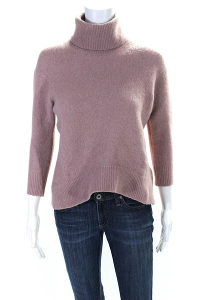 Reiss Womens Turtleneck 3/4 Sleeve Pullover Sweater Mauve Pink Wool Size Small