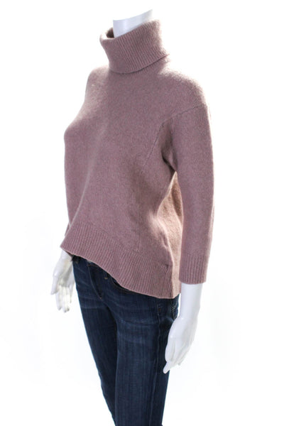 Reiss Womens Turtleneck 3/4 Sleeve Pullover Sweater Mauve Pink Wool Size Small