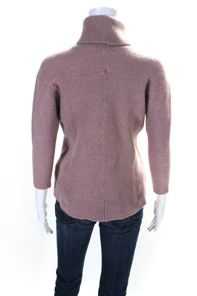 Reiss Womens Turtleneck 3/4 Sleeve Pullover Sweater Mauve Pink Wool Size Small