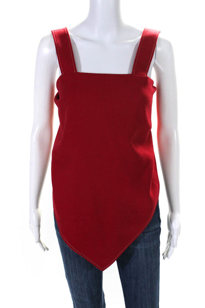 MM6 Maison Margiela Womens Square Neck Handkerchief Hem Tank Top Red Size IT 40