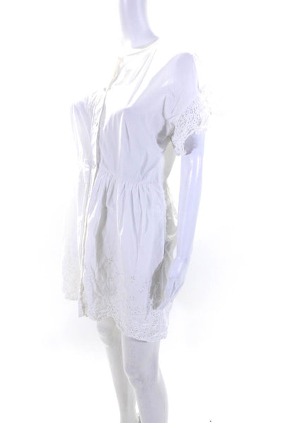 La Vie Rebecca Taylor Womens Short Sleeve Eyelet Dress White Size M 13553278