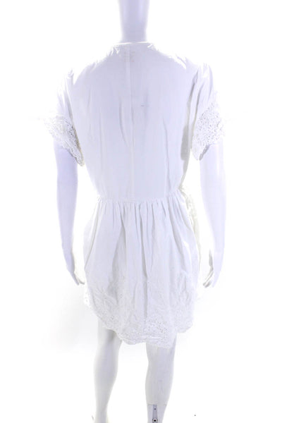 La Vie Rebecca Taylor Womens Short Sleeve Eyelet Dress White Size M 13553278