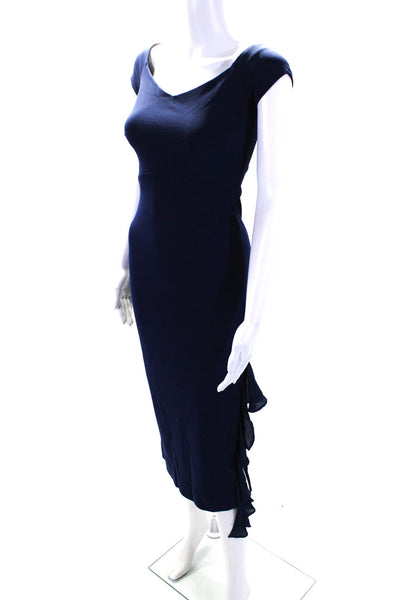 Nicole Miller Womens Navy Side Slit Sheath Blue Size 4R 10554536