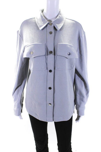 525 Womens Button Front Collared Shirt Jacket Gray Cotton Size XS/S