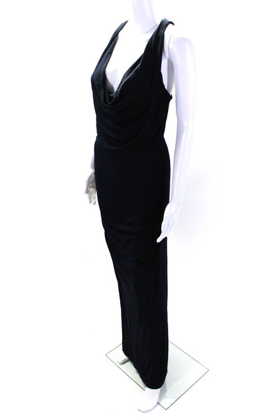 Cut 25 Womens Cowl Neck Sleeveless Racerback Zip Up Maxi Dress Navy Size 10