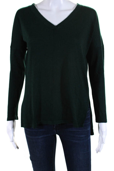 Lumiere Womens Thin Knit V Neck Pullover Sweater Dark Green Size Small