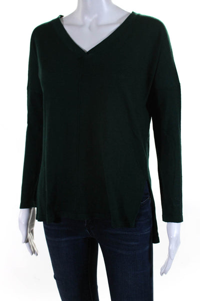 Lumiere Womens Thin Knit V Neck Pullover Sweater Dark Green Size Small