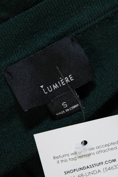 Lumiere Womens Thin Knit V Neck Pullover Sweater Dark Green Size Small