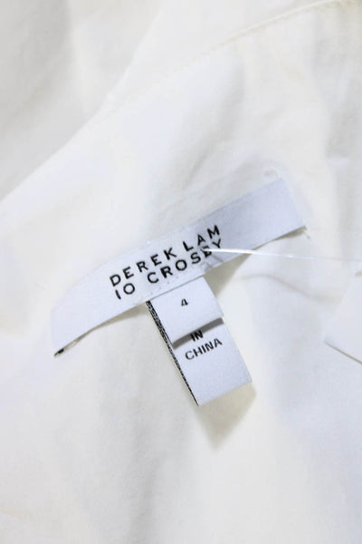 10 Crosby Derek Lam Womens Drawstring Ruched Off Shoulder Blouse White Size 4