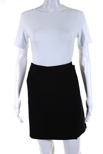 Lafayette 148 New York Womens Black Wool Layered Mini A-Line Skirt Size 8