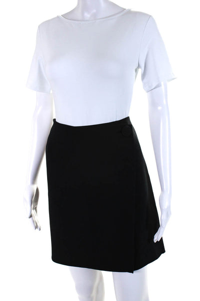 Lafayette 148 New York Womens Black Wool Layered Mini A-Line Skirt Size 8