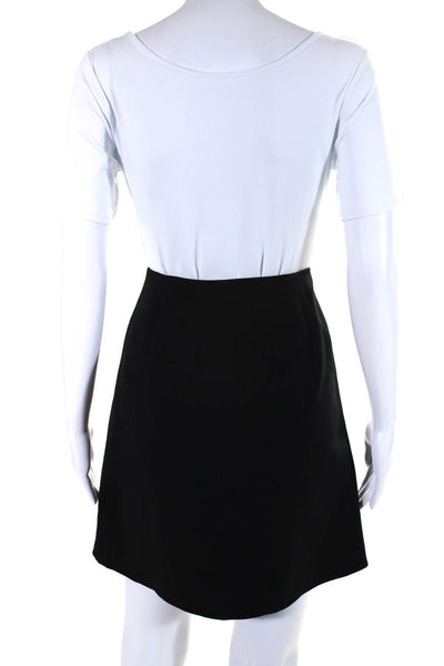 Lafayette 148 New York Womens Black Wool Layered Mini A-Line Skirt Size 8