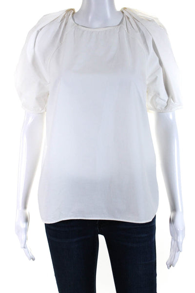 Ulla Johnson Womens White Cotton Crew Neck Short Sleeve Blouse Top Size 6