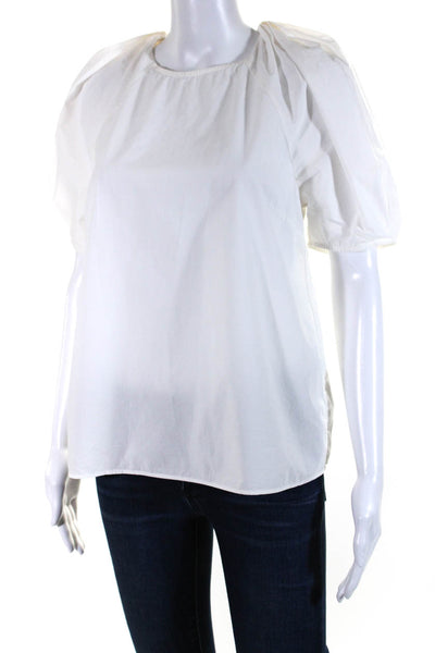 Ulla Johnson Womens White Cotton Crew Neck Short Sleeve Blouse Top Size 6