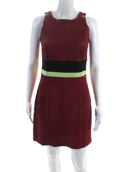 Louis Vuitton Womens Leather Smocked Colorblock Print Tank Dress Red Size 38