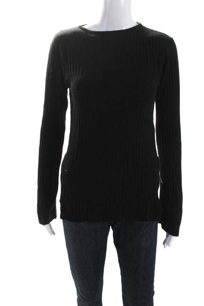 Faithfull The Brand Womens Long Sleeve Scoop Neck Ribbed Sweater Black Size 2