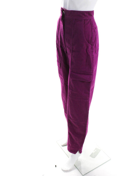 Rachel Comey Womens Zipper Fly High Rise Cargo Straight Leg Pants Fuchsia 00