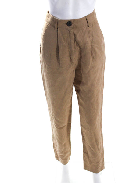 Mara Hoffman Womens Zipper Fly High Rise Straight Leg Pants Brown Size 0