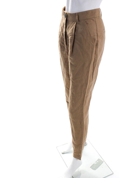 Mara Hoffman Womens Zipper Fly High Rise Straight Leg Pants Brown Size 0