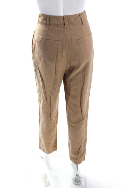 Mara Hoffman Womens Zipper Fly High Rise Straight Leg Pants Brown Size 0