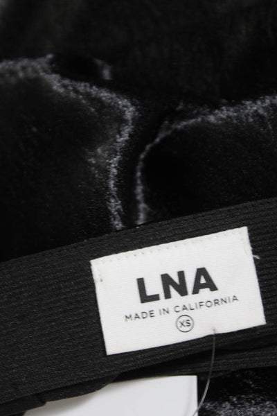 LNA Womens Elastic Waistband Knee Length Satin A Line Skirt Black Size XS