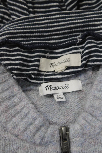 Madewell Womens Striped Tee Shirt Henley Sweater Gray Blue Size XS Lot 2