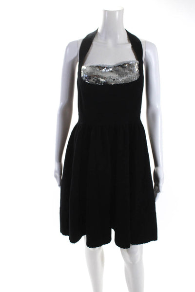 Marc By Marc Jacobs Womens Merino Wool Sequin Halter A-Line Dress Black Size L