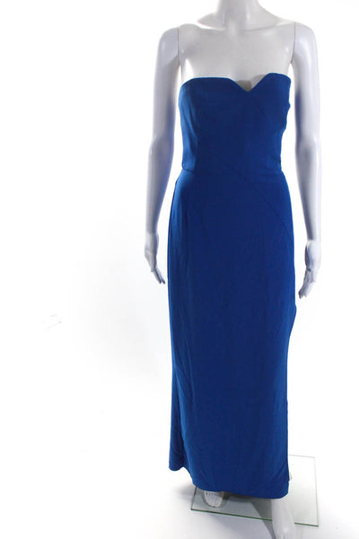 Halston Heritage Womens Crepe Sweetheart Neck Fitted Cocktail Dress Blue Size 8