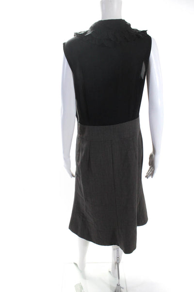 Marc By Marc Jacobs Womens Silk Crepe Two Tone A-Line Dress Black Gray Size 12