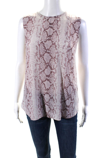 Equipment Femme Womens Silk Snakeskin Print Sleeveless Blouse Light Pink Size L