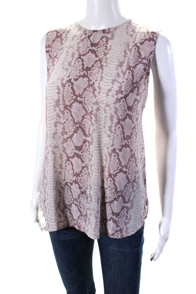 Equipment Femme Womens Silk Snakeskin Print Sleeveless Blouse Light Pink Size L