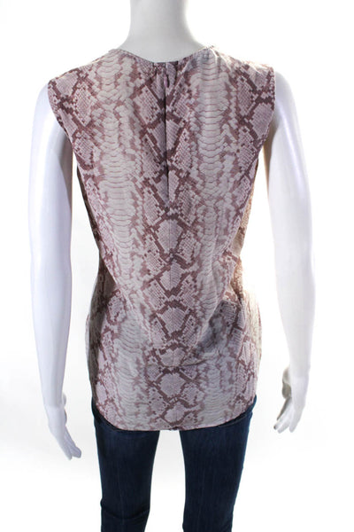 Equipment Femme Womens Silk Snakeskin Print Sleeveless Blouse Light Pink Size L