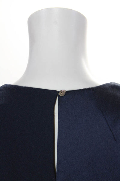 Ted Baker Womens Long Sleeve Crepe Satin Layered Shift Dress Navy Blue Size 1