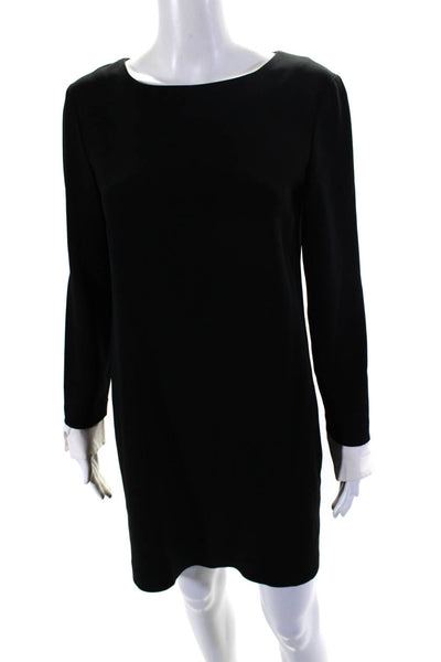 Theory Womens Long Sleeve Button Cuff Crew Neck Shift Dress Black Size 4