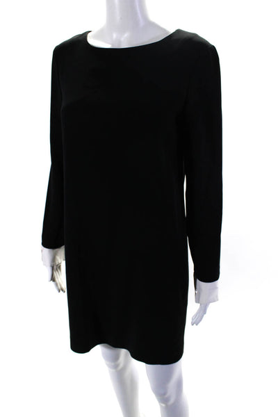 Theory Womens Long Sleeve Button Cuff Crew Neck Shift Dress Black Size 4