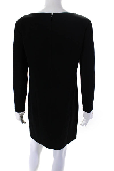 Theory Womens Long Sleeve Button Cuff Crew Neck Shift Dress Black Size 4