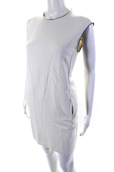 Vince Womens Crew Neck Sleeveless Shift Dress With Pockets White Size XS