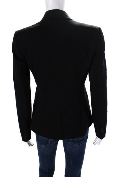 Theory Womens Peak Lapel Two Button Blazer Jacket Black Wool Size 2