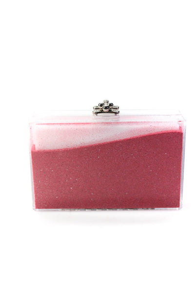 Ashlyn D Womens Sand Filled Square Resin Clutch Handbag Clear Gray Pink