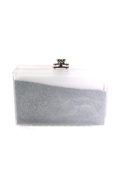 Ashlyn D Womens Sand Filled Square Resin Clutch Handbag Clear Gray Pink